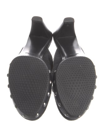 Stuart Weitzman Suede Studded Accents Mules