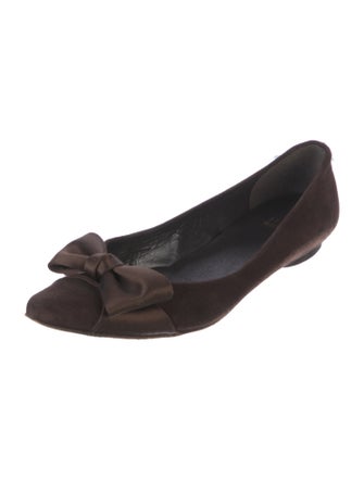 Stuart Weitzman Suede Bow Accents Flats