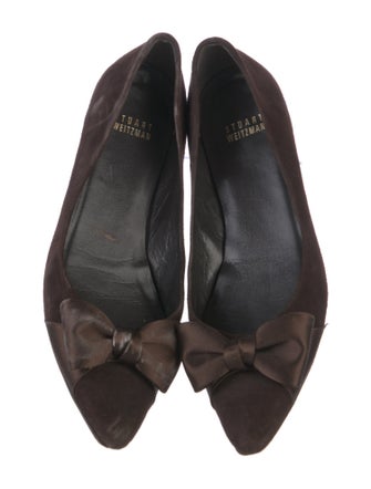 Stuart Weitzman Suede Bow Accents Flats