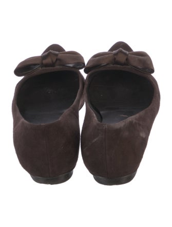 Stuart Weitzman Suede Bow Accents Flats