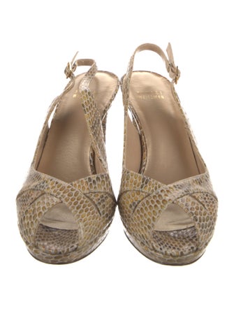 Stuart Weitzman Patent Leather Animal Print Slingback Sandals