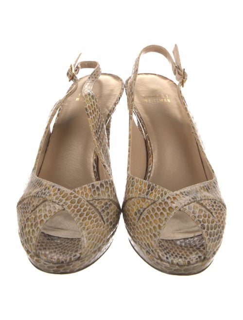 Stuart Weitzman Patent Leather Animal Print Slingback Sandals