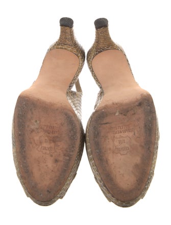 Stuart Weitzman Patent Leather Animal Print Slingback Sandals