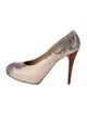 Stuart Weitzman Embossed Leather Animal Print Pumps