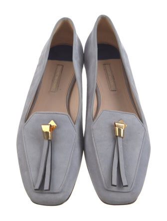 Stuart Weitzman Suede Tassel Accents Loafers