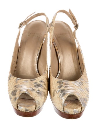 Stuart Weitzman GG Embossed Embossed Leather Slingback Sandals