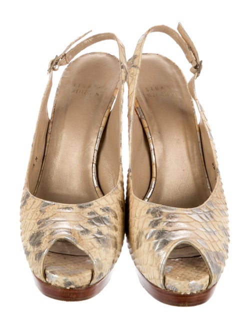 Stuart Weitzman GG Embossed Embossed Leather Slingback Sandals