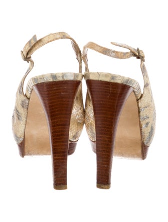 Stuart Weitzman GG Embossed Embossed Leather Slingback Sandals