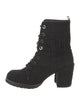 Stuart Weitzman Tweed Glitter Accents Lace-Up Boots