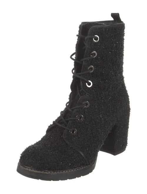 Stuart Weitzman Tweed Glitter Accents Lace-Up Boots