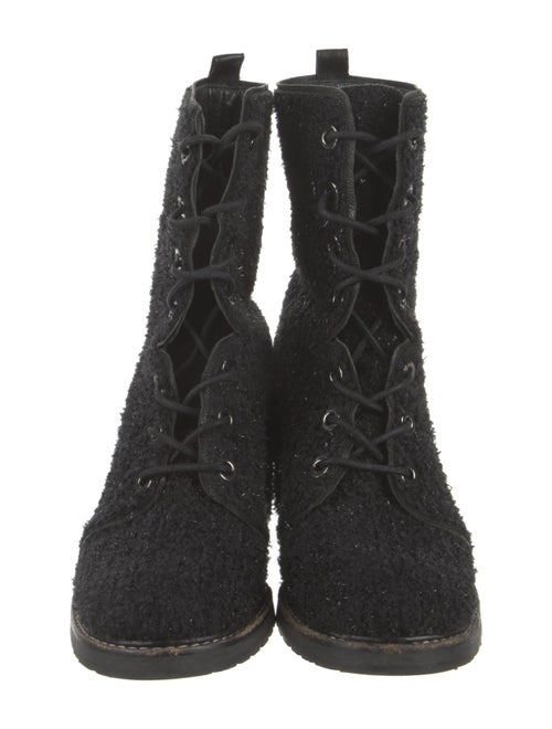 Stuart Weitzman Tweed Glitter Accents Lace-Up Boots