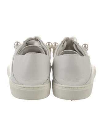 Stuart Weitzman Leather Beaded Accents Sneakers