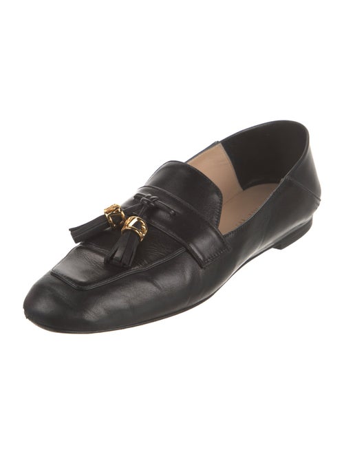 Stuart Weitzman Leather Tassel Accents Loafers