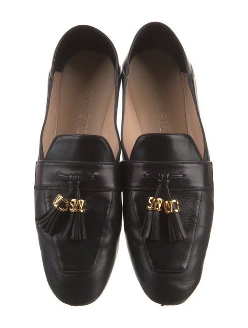 Stuart Weitzman Leather Tassel Accents Loafers