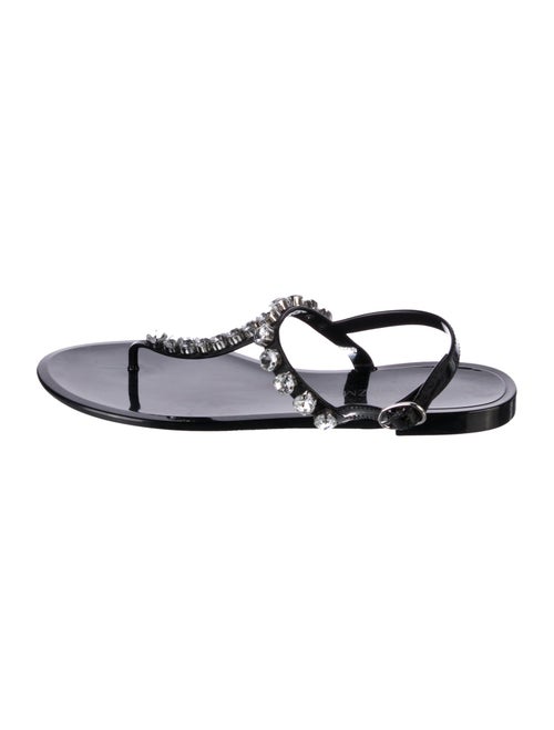 Stuart Weitzman Rubber Crystal Embellishments T-Strap Sandals