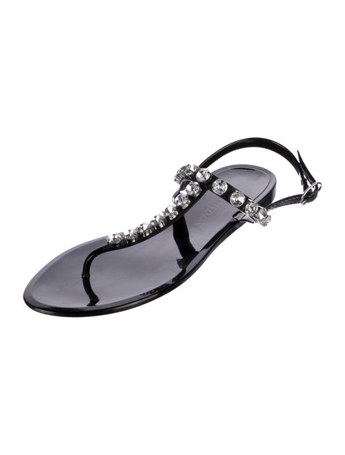 Stuart Weitzman Rubber Crystal Embellishments T-Strap Sandals