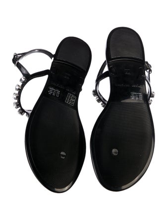 Stuart Weitzman Rubber Crystal Embellishments T-Strap Sandals