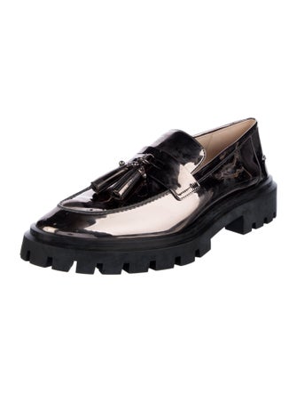 Stuart Weitzman Patent Leather Tassel Accents Loafers