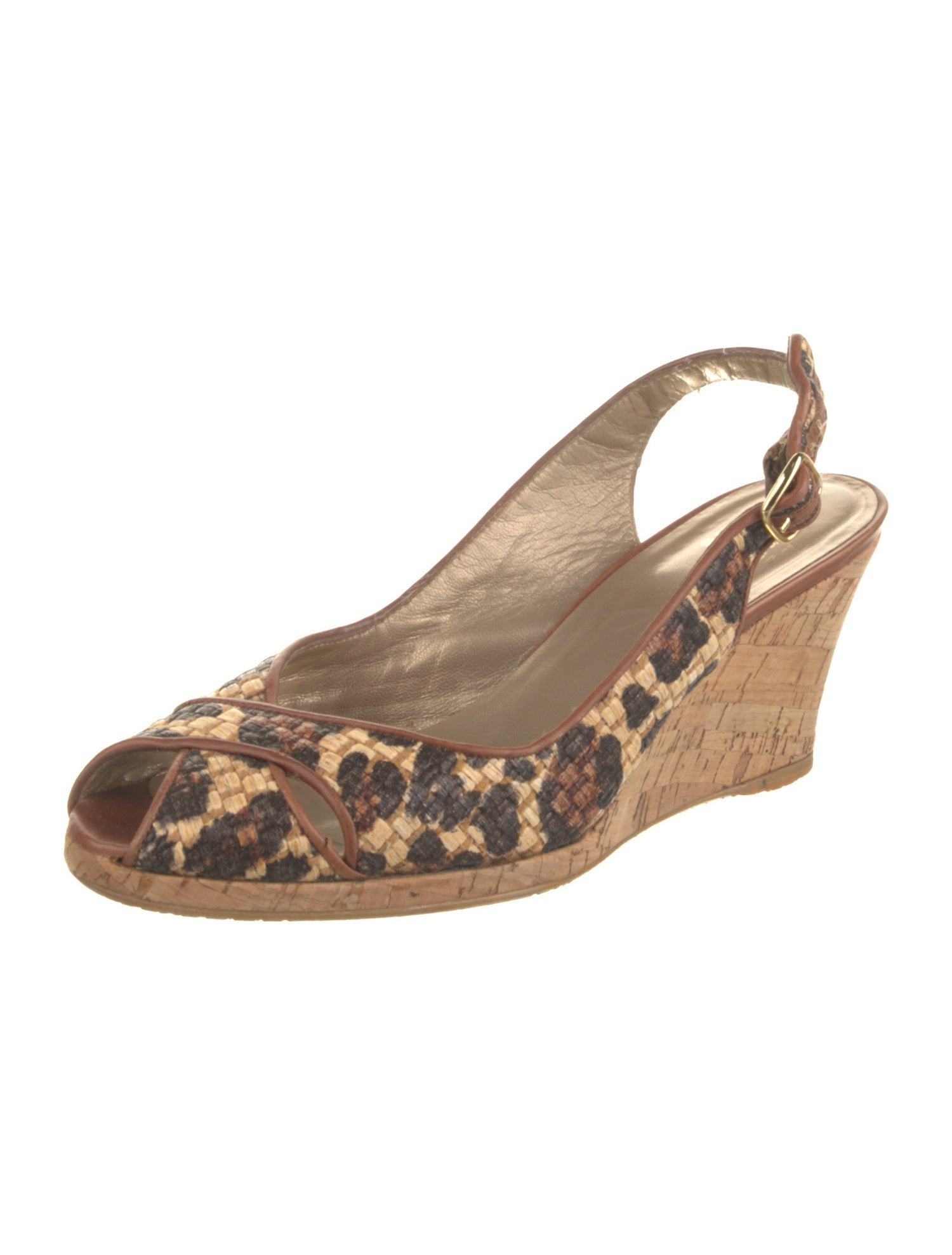 Stuart Weitzman Raffia Animal Print Slingback Pumps