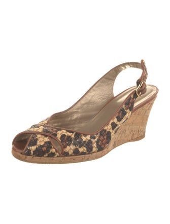 Stuart Weitzman Raffia Animal Print Slingback Pumps