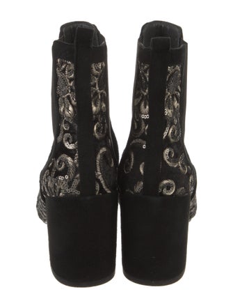 Stuart Weitzman Suede Floral Print Chelsea Boots