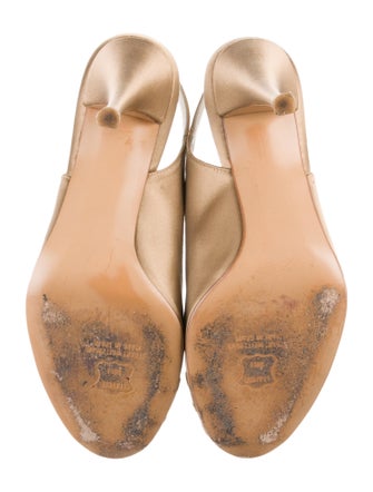 Stuart Weitzman Leather Crystal Embellishments Slingback Pumps