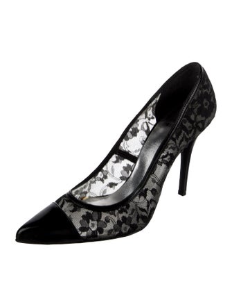Stuart Weitzman Patent Leather Lace Pattern Pumps