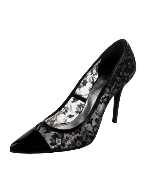 Stuart Weitzman Patent Leather Lace Pattern Pumps
