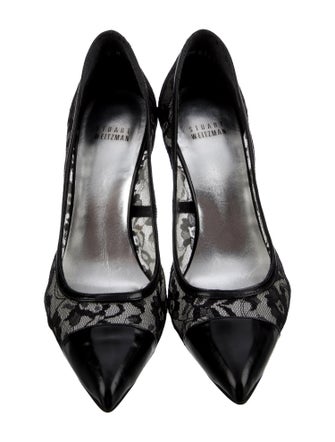 Stuart Weitzman Patent Leather Lace Pattern Pumps