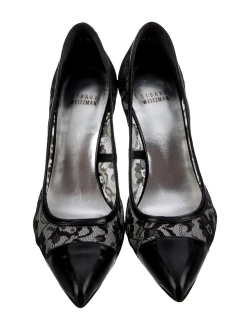 Stuart Weitzman Patent Leather Lace Pattern Pumps