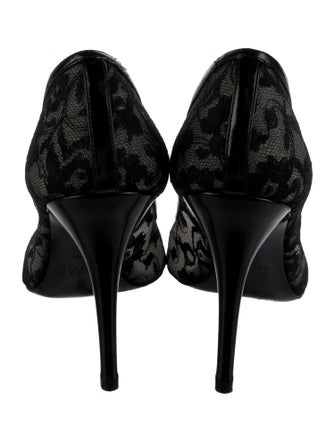 Stuart Weitzman Patent Leather Lace Pattern Pumps