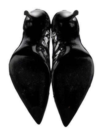 Stuart Weitzman Patent Leather Lace Pattern Pumps
