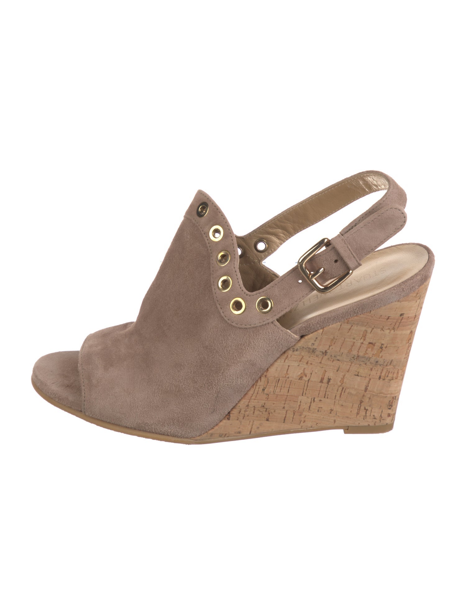 Stuart Weitzman Suede Eyelet Trim Slingback Sandals