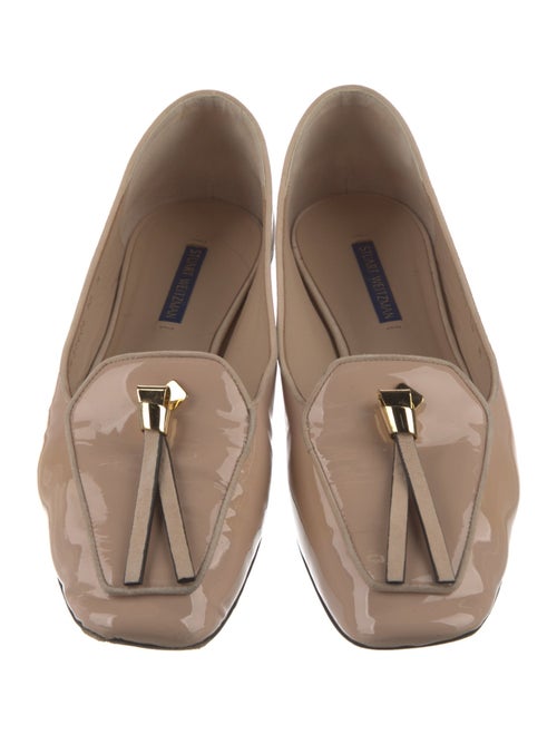 Stuart Weitzman Patent Leather Bow Accents Loafers