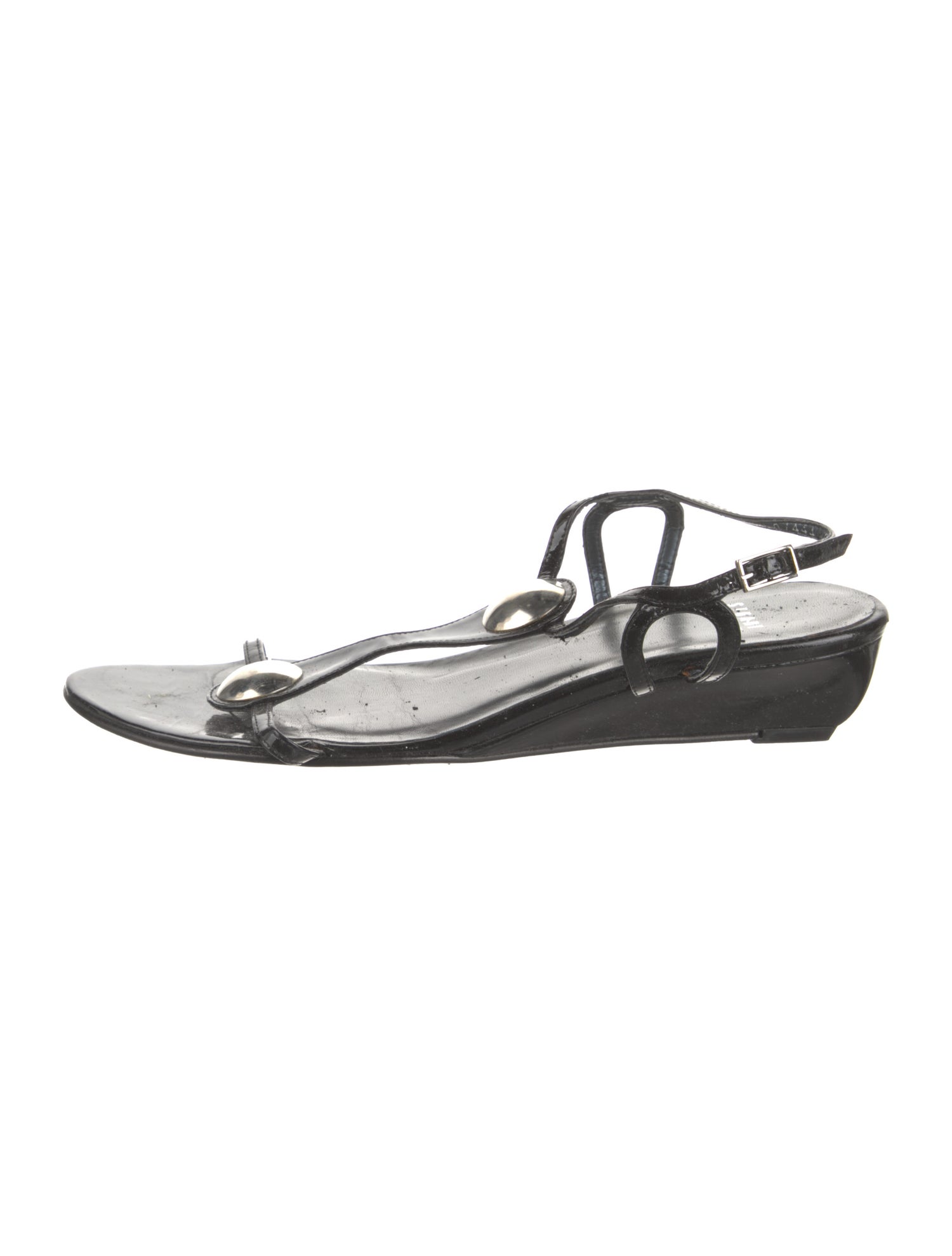 Stuart Weitzman Patent Leather T-Strap Sandals
