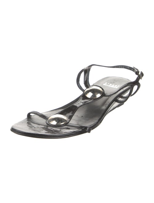 Stuart Weitzman Patent Leather T-Strap Sandals
