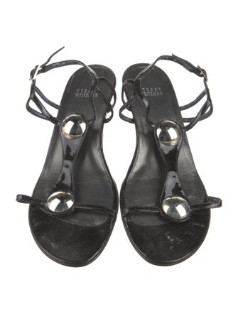 Stuart Weitzman Patent Leather T-Strap Sandals