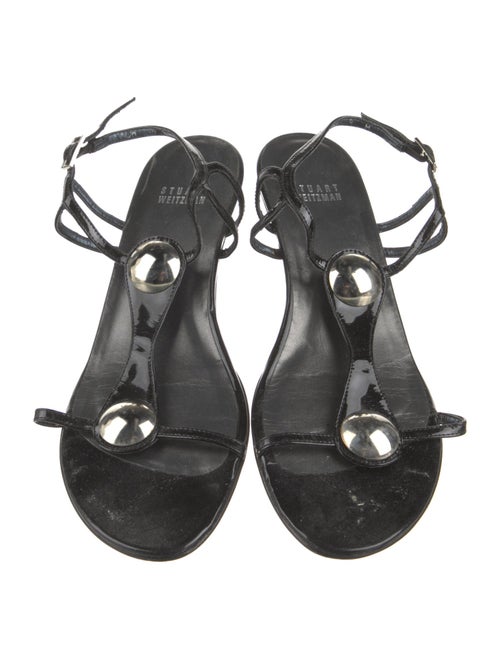 Stuart Weitzman Patent Leather T-Strap Sandals