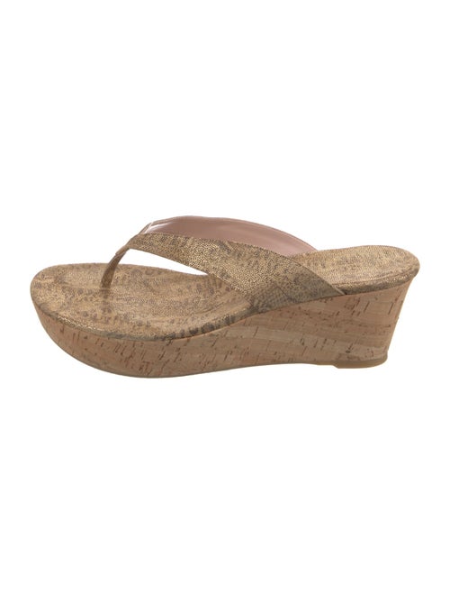 Stuart Weitzman Suede Leather Trim Embellishment Flip Flops