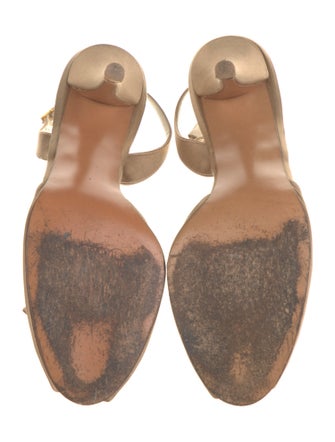 Stuart Weitzman Satin Crystal Embellishments Slingback Sandals