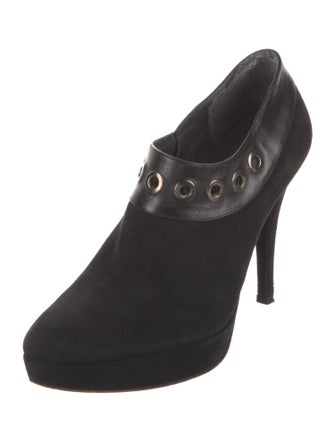 Stuart Weitzman Suede Eyelet Trim Pumps