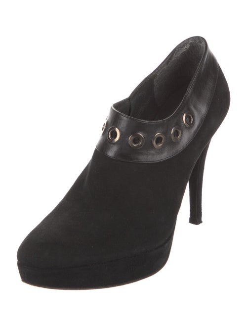 Stuart Weitzman Suede Eyelet Trim Pumps