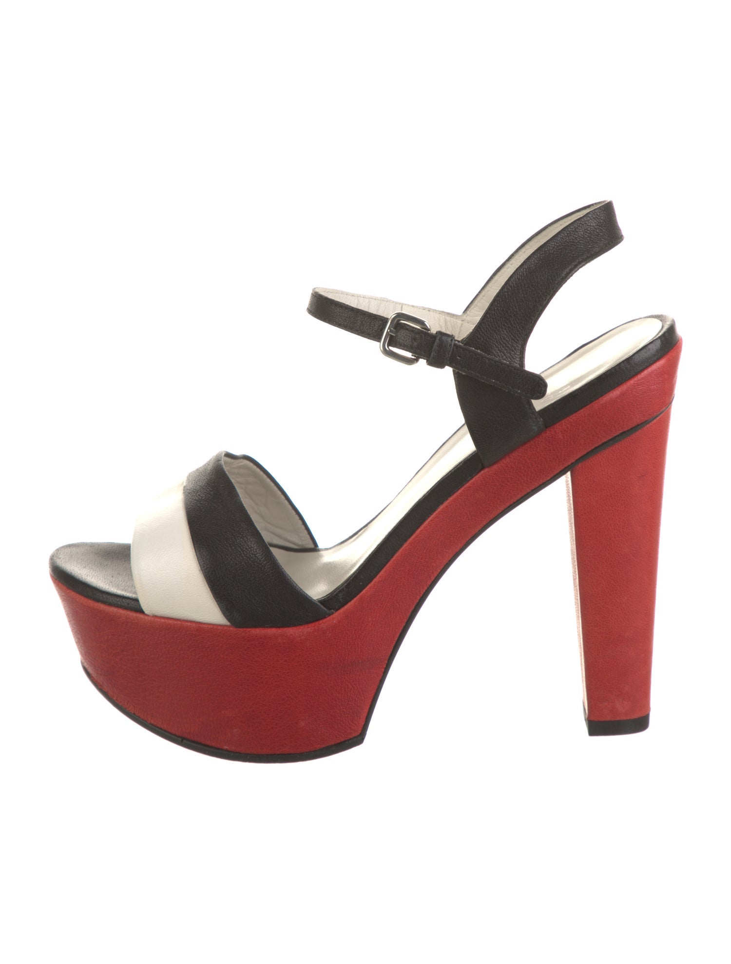 Stuart Weitzman Leather Colorblock Pattern Slingback Pumps