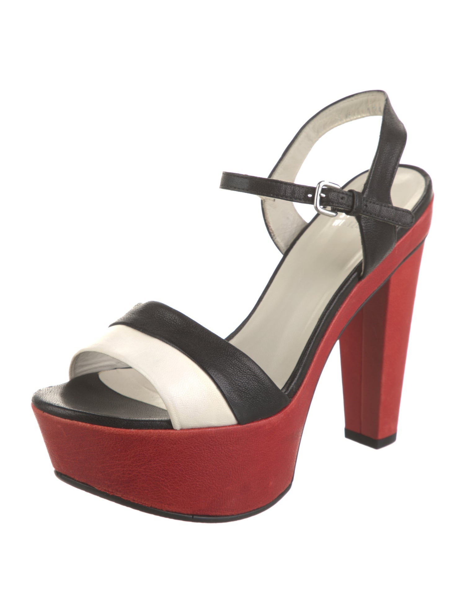 Stuart Weitzman Leather Colorblock Pattern Slingback Pumps