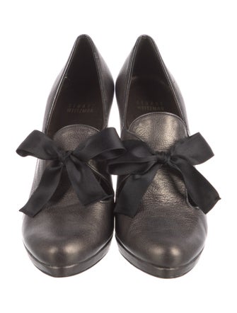 Stuart Weitzman Leather Bow Accents Pumps