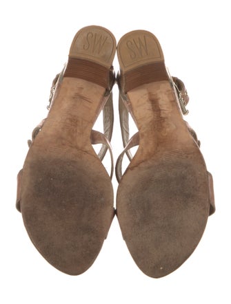 Stuart Weitzman Leather T-Strap Sandals