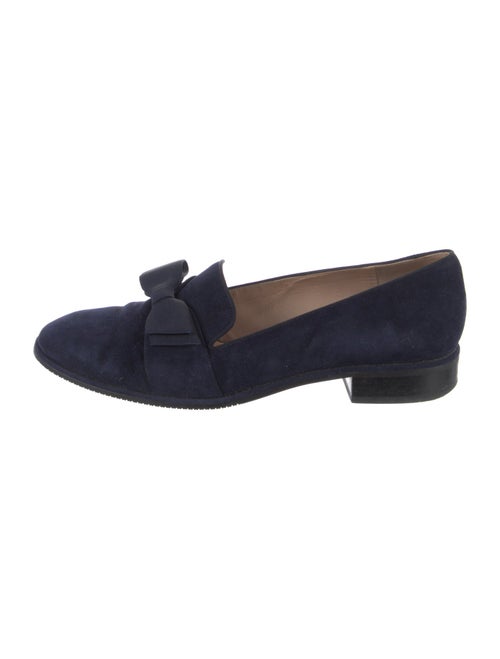 Stuart Weitzman Suede Bow Accents Loafers
