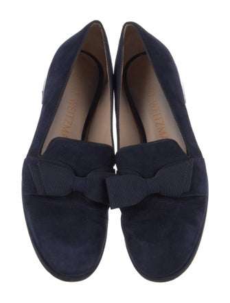 Stuart Weitzman Suede Bow Accents Loafers