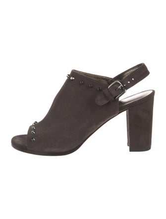 Stuart Weitzman Suede Studded Accents Slingback Sandals