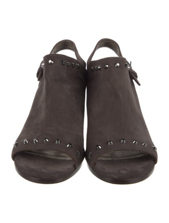 Stuart Weitzman Suede Studded Accents Slingback Sandals